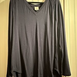 CAbi Navy V-Neck Long Sleeve Top